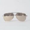 Chrome Hearts glasses Sunglasses GRITT – GOLD PLATEDSHINY SILVERWHITE PERFORATED LEATHER 1